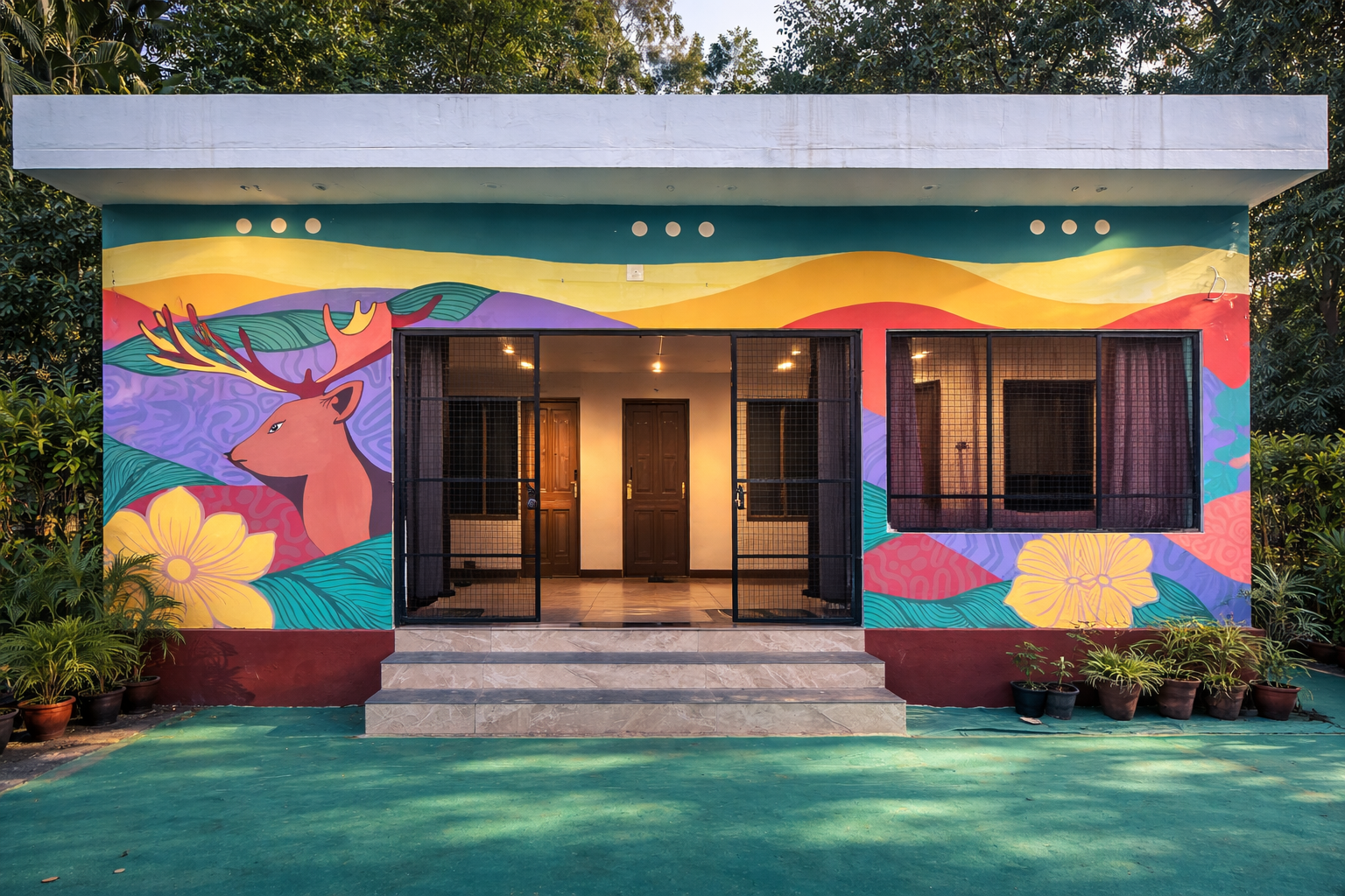 Villa at Nilayoram Stay — Private colourful villa set amid greenery, ideal for groups up to 8.